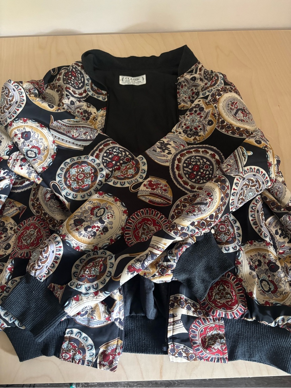 Classic Black Paisley Medallion Bomber Jacket - Classic